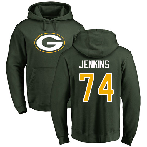 Men Green Bay Packers Green #74 Jenkins Elgton Name And Number Logo Nike NFL Pullover Hoodie Sweatshirts->green bay packers->NFL Jersey